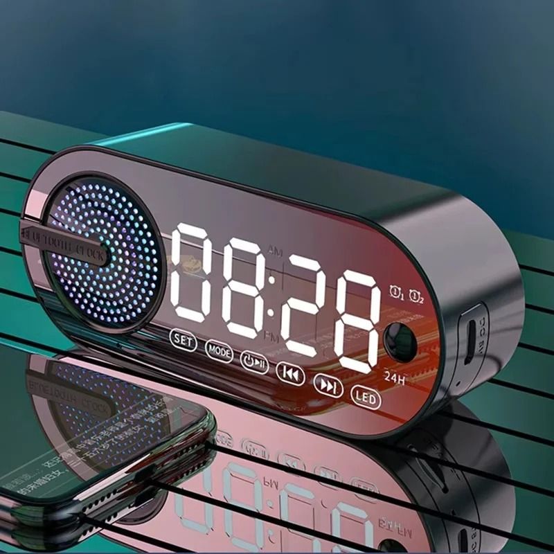 Quiet Wireless Bluetooth Speaker Alarm Clock With RGB TWS And LED Mirror Display For Bedroom And Of 1