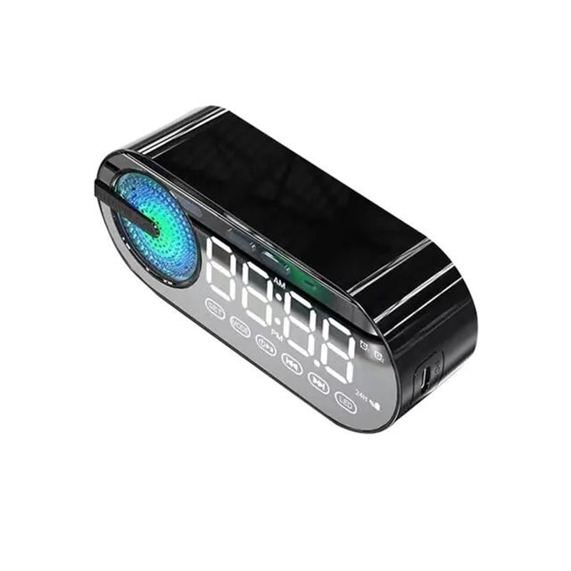 Quiet Wireless Bluetooth Speaker Alarm Clock With RGB TWS And LED Mirror Display For Bedroom And Of 7