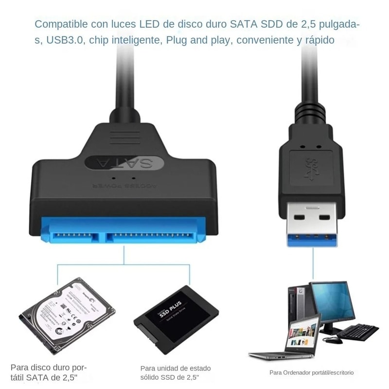 SATA To USB 30 Hard Drive Adapter Cable For 25 Inch HDD And SSD External Data Converter 3