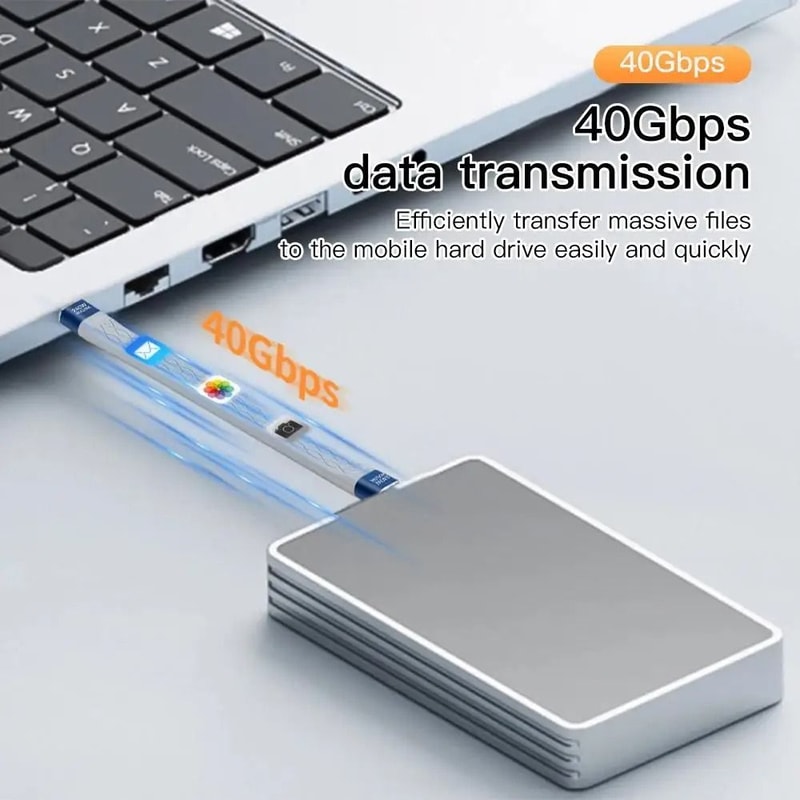 USB 40 TypeC Cable 40Gbps Data Transfer And PD240W Fast Charging Wire For Laptops And Phones 2