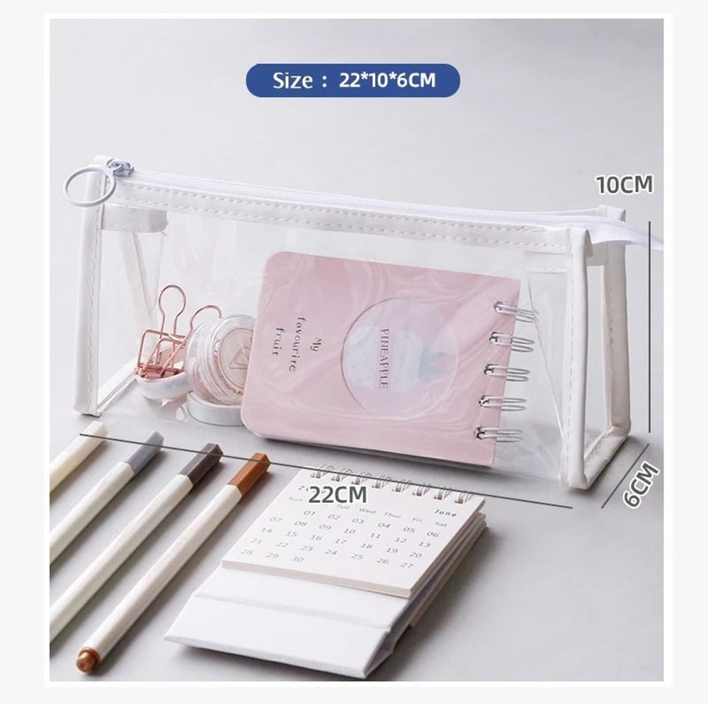 Simple Transparent Pencil Bag Student Large Capacity Pencil Case For Examination And School Station 2