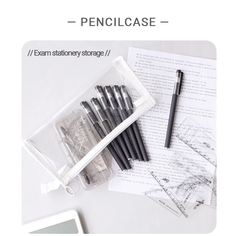 Simple Transparent Pencil Bag Student Large Capacity Pencil Case For Examination And School Station 3