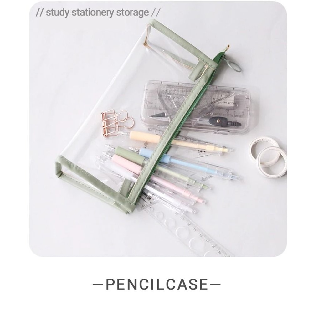 Simple Transparent Pencil Bag Student Large Capacity Pencil Case For Examination And School Station 4
