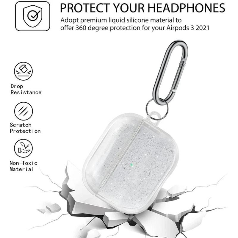 Bling Glitter Clear TPU Earphone Case With Keyring For Apple AirPods Pro 2 1st 2nd 3rd Gen Accessor 1