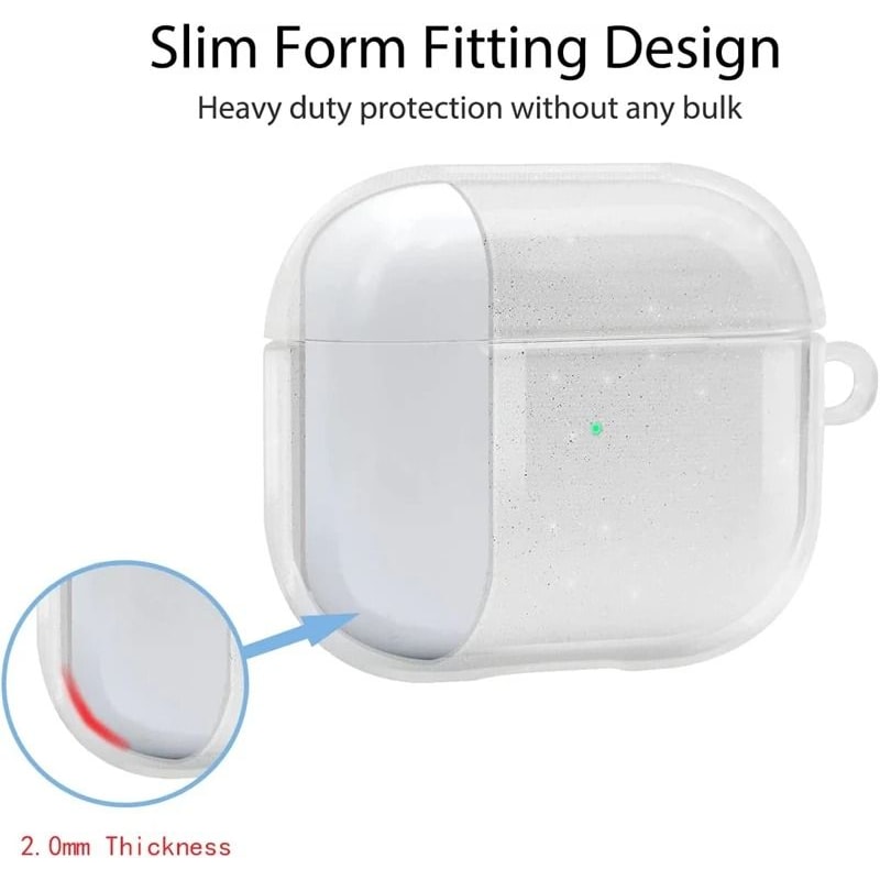 Bling Glitter Clear TPU Earphone Case With Keyring For Apple AirPods Pro 2 1st 2nd 3rd Gen Accessor 2