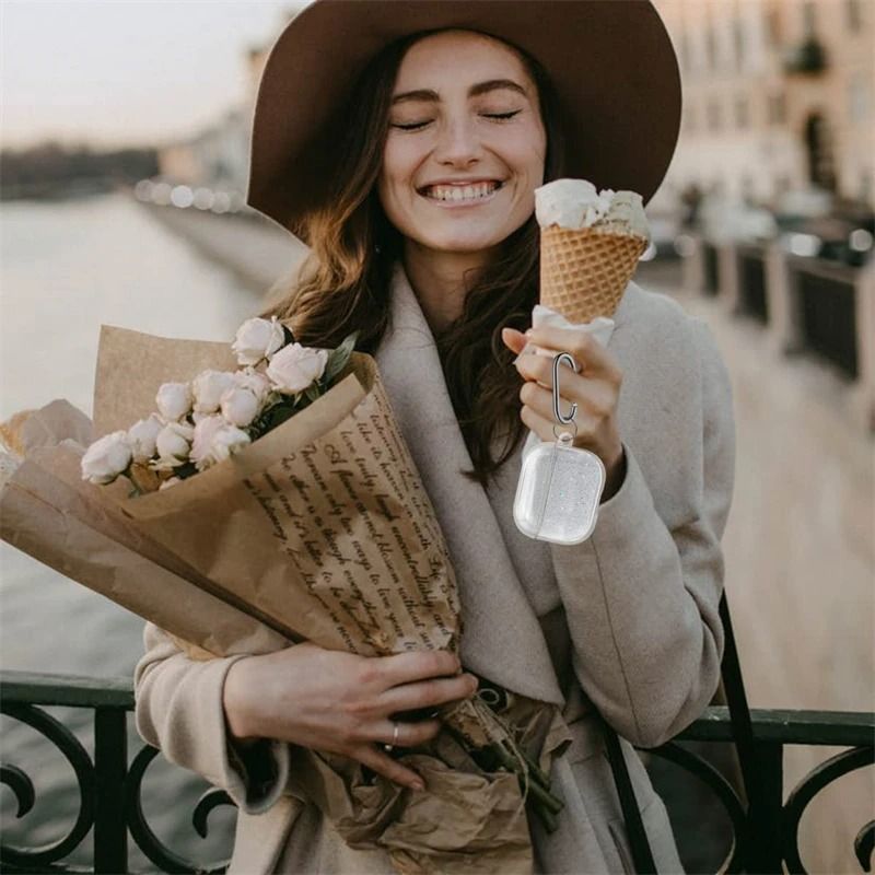 Bling Glitter Clear TPU Earphone Case With Keyring For Apple AirPods Pro 2 1st 2nd 3rd Gen Accessor 4