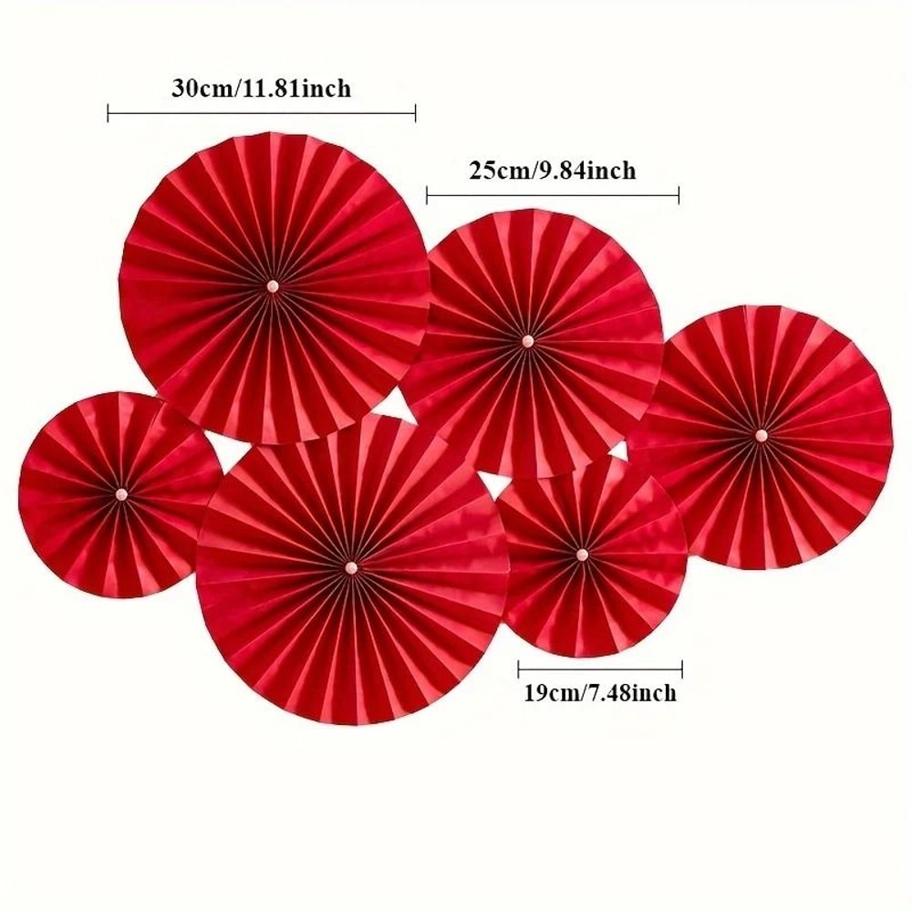 6PCS Set Of Chinese New Year Decorations Paper Fans And Flower Ornaments For Holiday Living Room Di 2