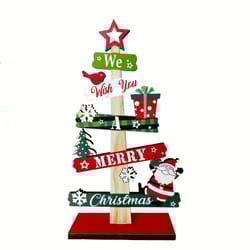 small wooden christmas tree tabletop decor santa claus and gift design for holiday room decoration