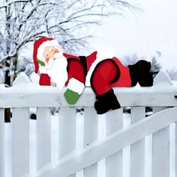 santa claus lawn decoration fence bracket installation holiday christmas garden decoration