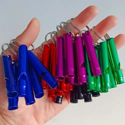 30pcs colored emergency life guard whistle with keychain for camping hiking and outdoor sports