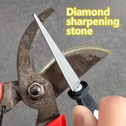 2-in-1 diamond sharpening stone durable steel structure for knives scissors and gardening tools