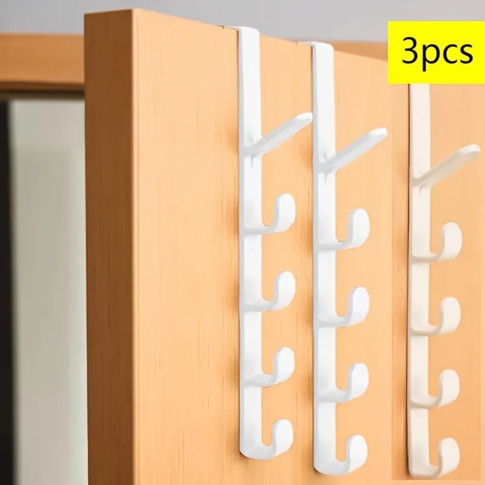 4 Piece 5 Hook Door Hook Back Storage Rack Household Bathroom Organizer And Hanging Storage 5