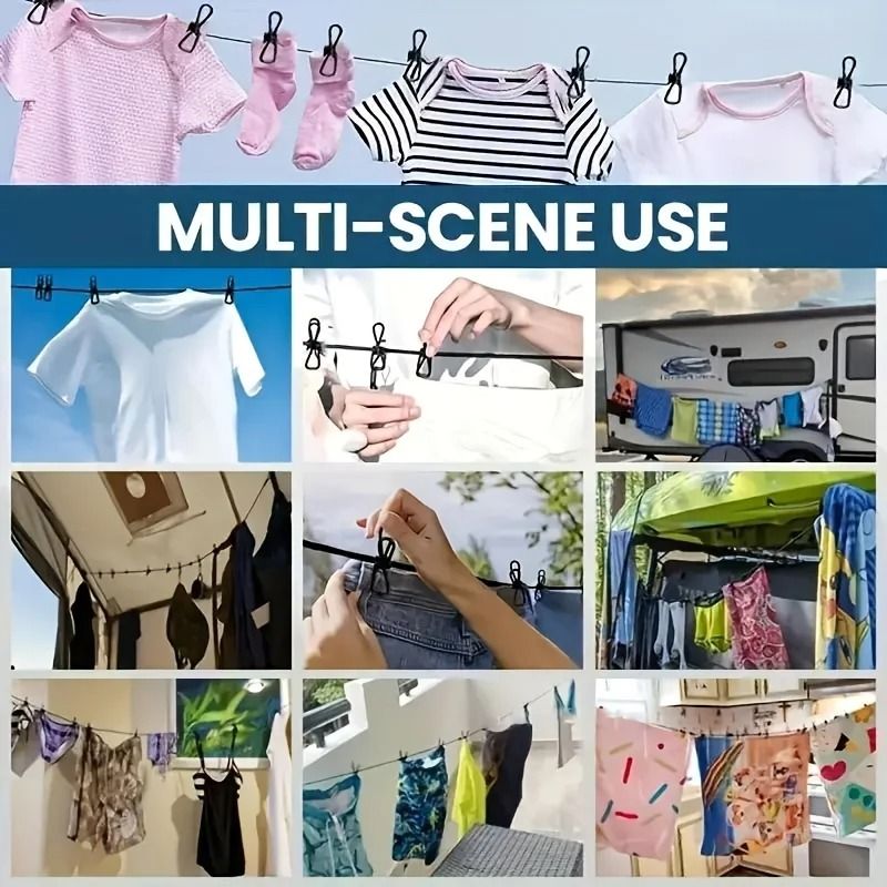 Portable Travel Clothesline With 12 Clothespins Windproof Extendable And Elastic Laundry Clotheslin 5