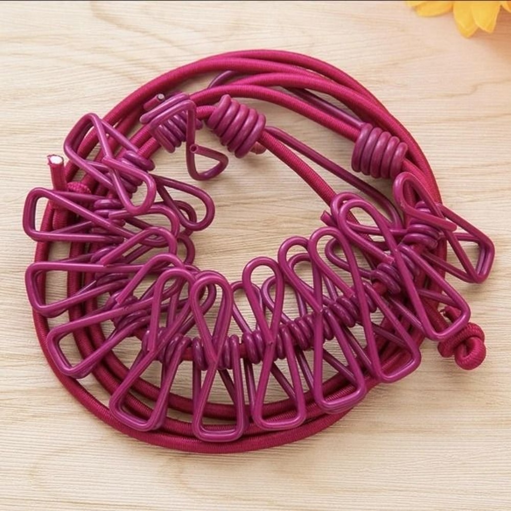 Portable Travel Clothesline With 12 Clothespins Windproof Extendable And Elastic Laundry Clotheslin 7