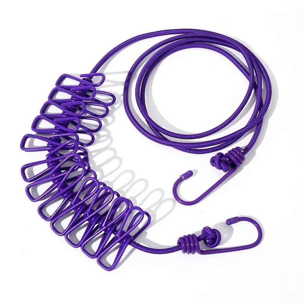 Portable Travel Clothesline With 12 Clothespins Windproof Extendable And Elastic Laundry Clotheslin 8