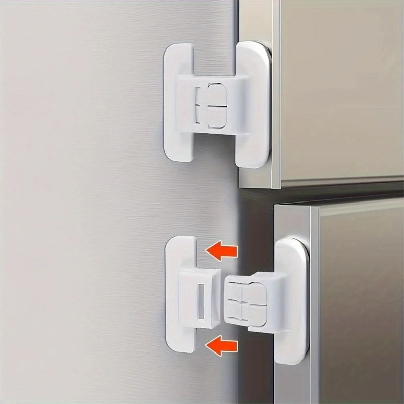 4pcs Refrigerator Door Safety Buckle Universal Drawer Lock Child Proof Protection With Double Buckl 7