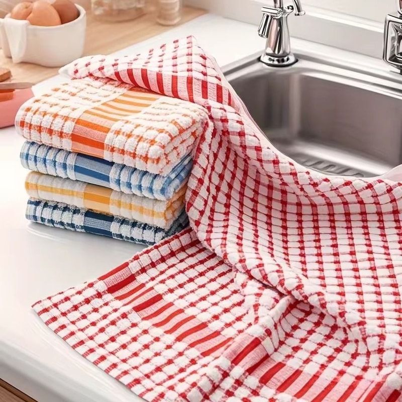 10 PCS Large Grid Cleaning Cloths Absorbent And Durable For Kitchen Outdoor Car And Bathroom 6