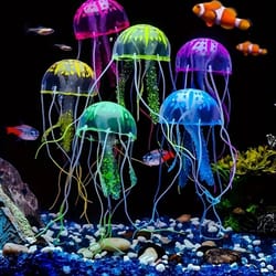 3/5pcs luminous silicone jellyfish lifelike fish tank decor artificial glow aquarium decoration
