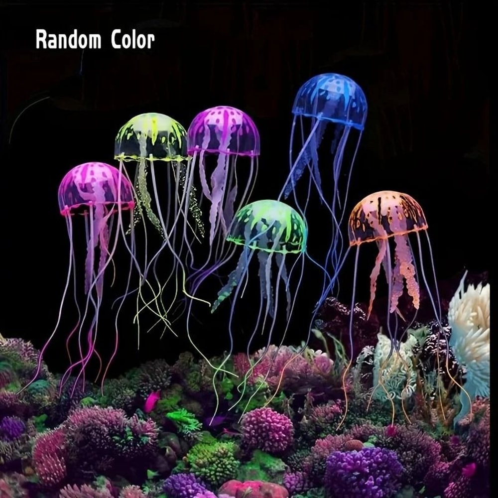35pcs Luminous Silicone Jellyfish Lifelike Fish Tank Decor Artificial Glow Aquarium Decoration 4