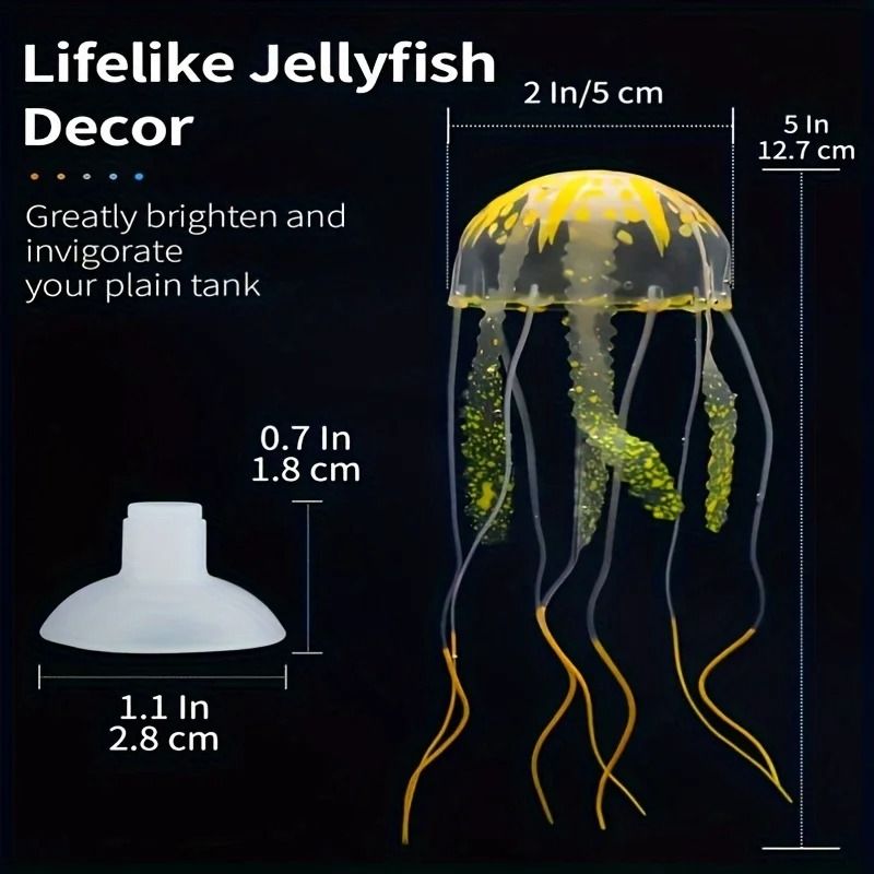 35pcs Luminous Silicone Jellyfish Lifelike Fish Tank Decor Artificial Glow Aquarium Decoration 5