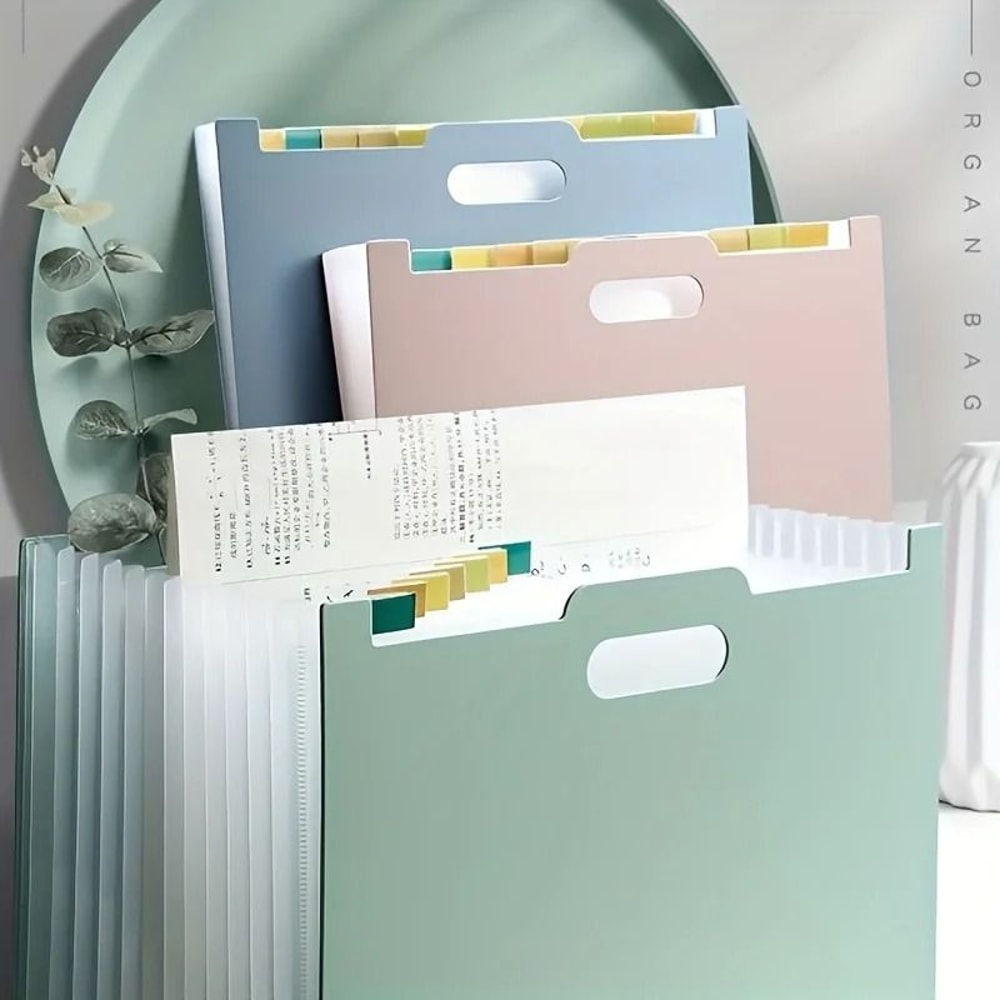 Modern White A4 Foldable Horizontal File Storage Box Expandable Desktop Folder With Multiple Pocket 4