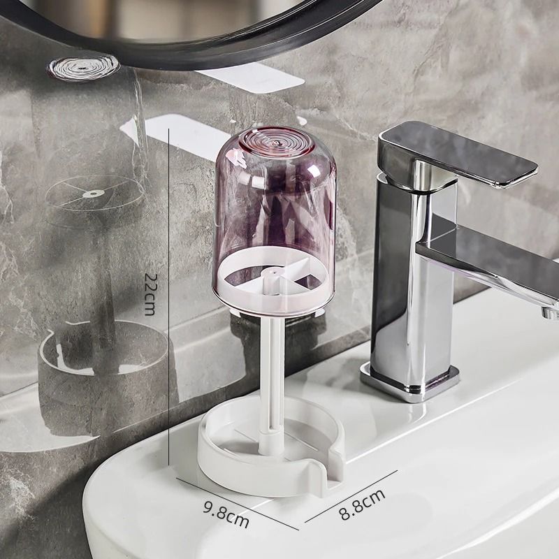 Plastic Multifunctional Bathroom Toothbrush And Cup Organizer With Dust Cover And Drainage Design 9
