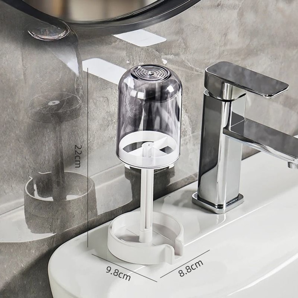 Plastic Multifunctional Bathroom Toothbrush And Cup Organizer With Dust Cover And Drainage Design 6