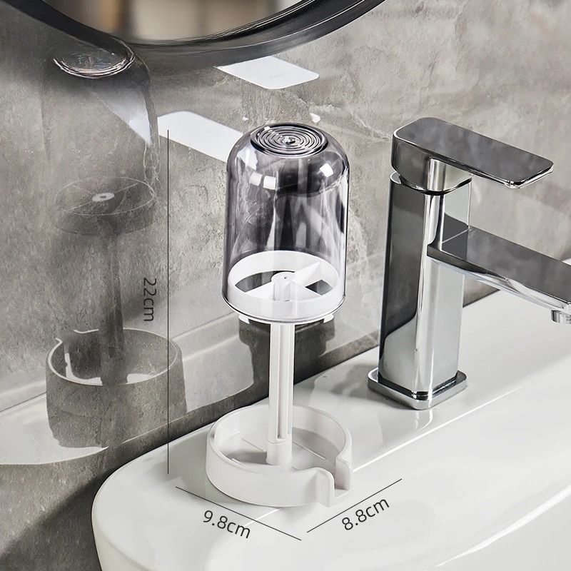 Plastic Multifunctional Bathroom Toothbrush And Cup Organizer With Dust Cover And Drainage Design 6