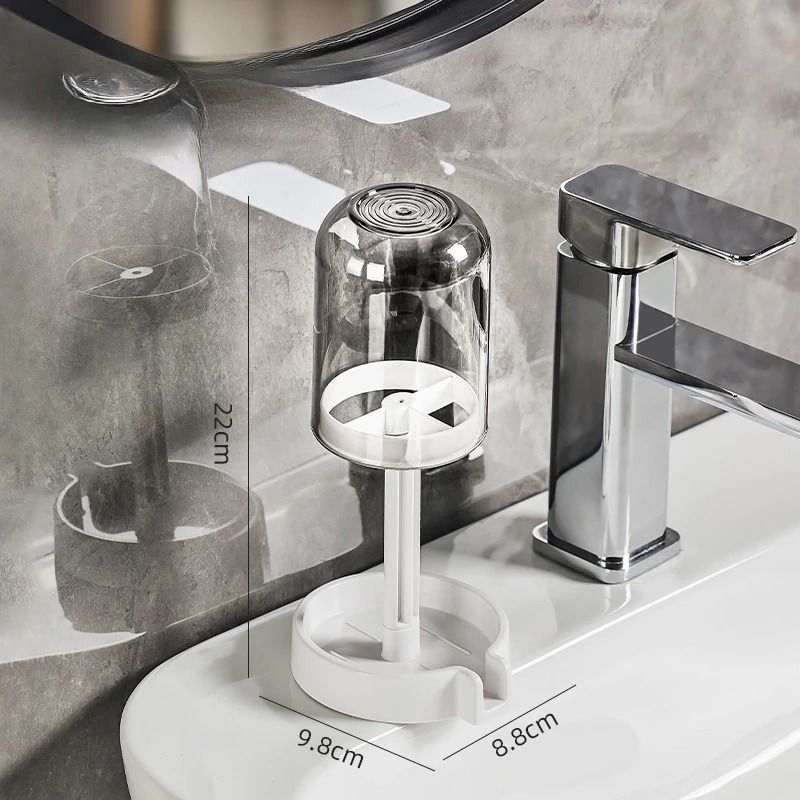 Plastic Multifunctional Bathroom Toothbrush And Cup Organizer With Dust Cover And Drainage Design 7