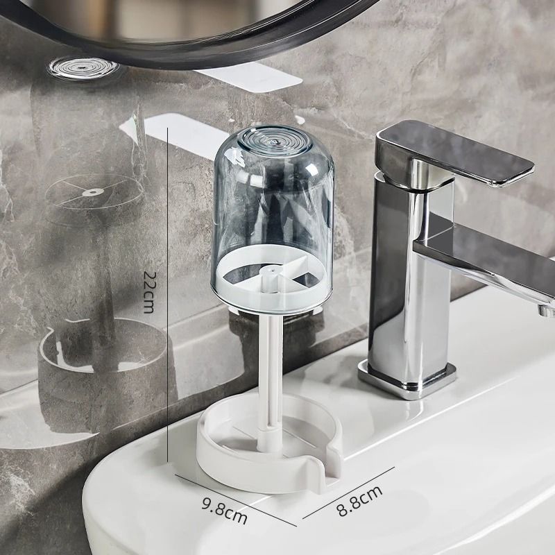 Plastic Multifunctional Bathroom Toothbrush And Cup Organizer With Dust Cover And Drainage Design 8