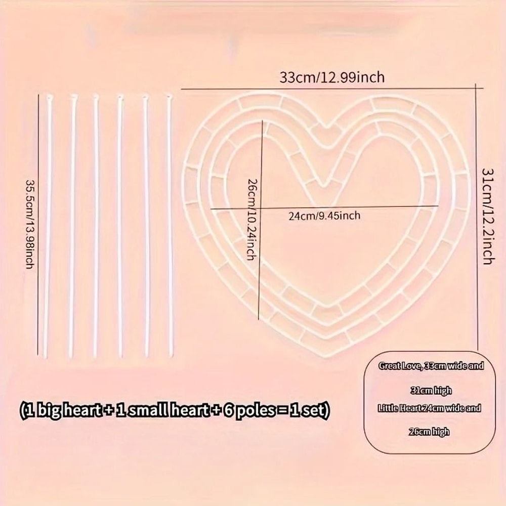 Heart Shaped Flower Tray Set Multifunctional Plastic Frame For Valentines Day Mothers Day And Weddi 3