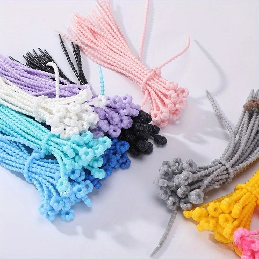 10PCS 21cm Colored Silicone Zip Ties Frog Shaped Selflocking Extendable Data Cable Coiler 2