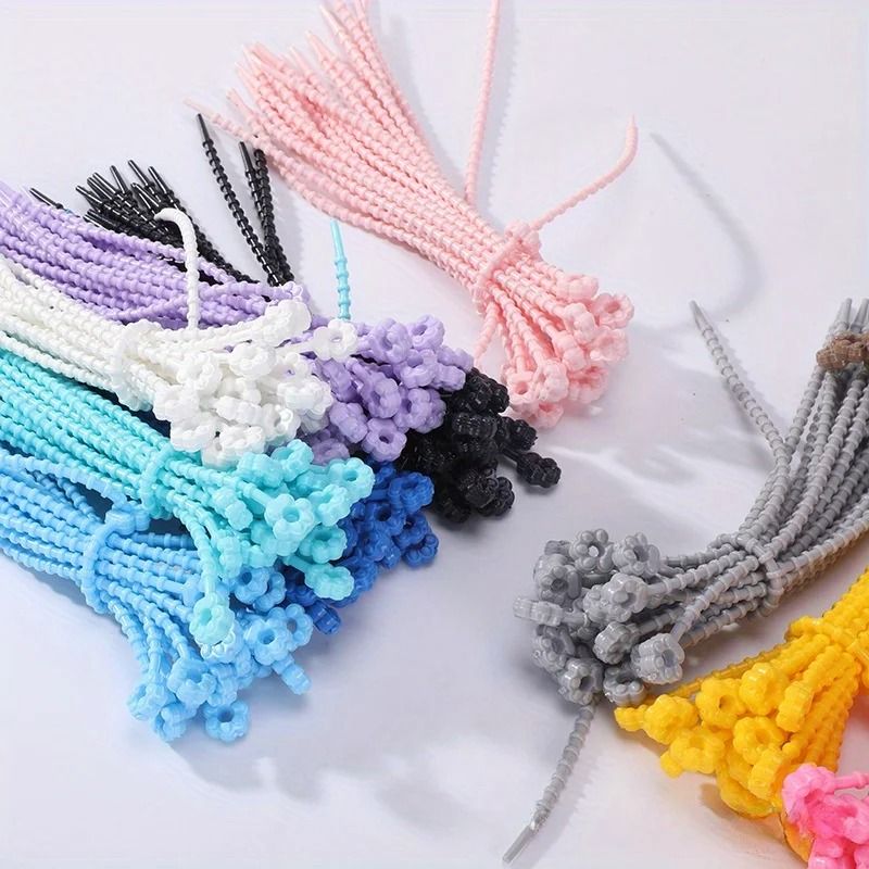 10PCS 21cm Colored Silicone Zip Ties Frog Shaped Selflocking Extendable Data Cable Coiler 2