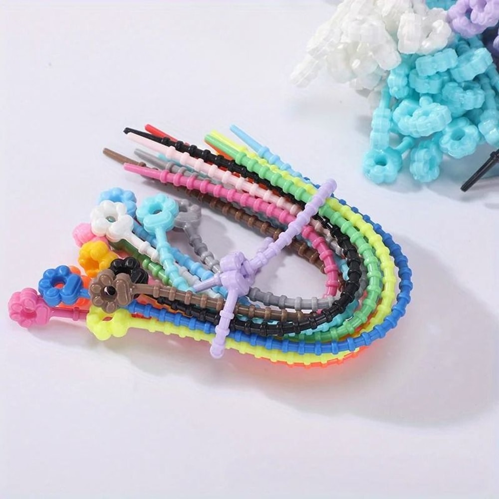 10PCS 21cm Colored Silicone Zip Ties Frog Shaped Selflocking Extendable Data Cable Coiler 3