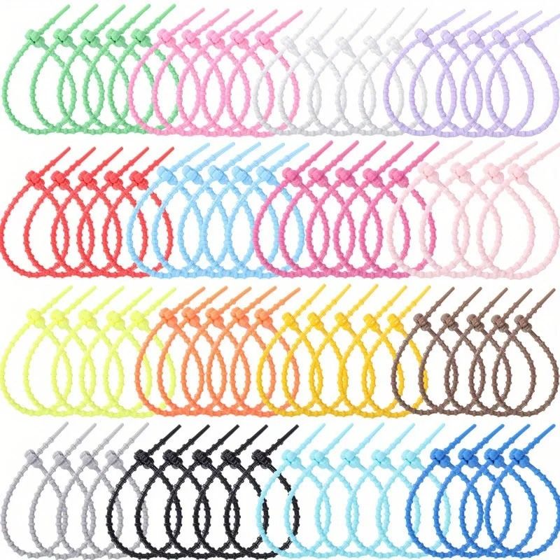 10PCS 21cm Colored Silicone Zip Ties Frog Shaped Selflocking Extendable Data Cable Coiler 5