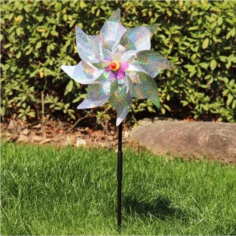 Solar Reflective Laser Windmill Bird Drive Rainbow Gradient Spinner For Gardens Terraces Balconies 9