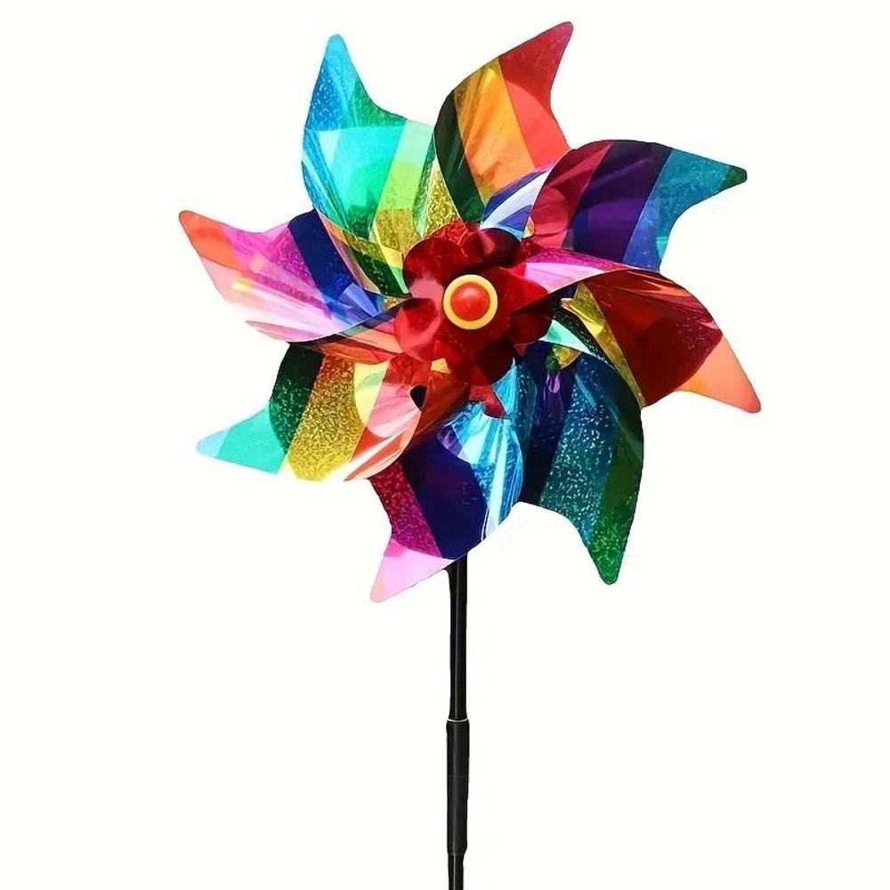 Solar Reflective Laser Windmill Bird Drive Rainbow Gradient Spinner For Gardens Terraces Balconies 5