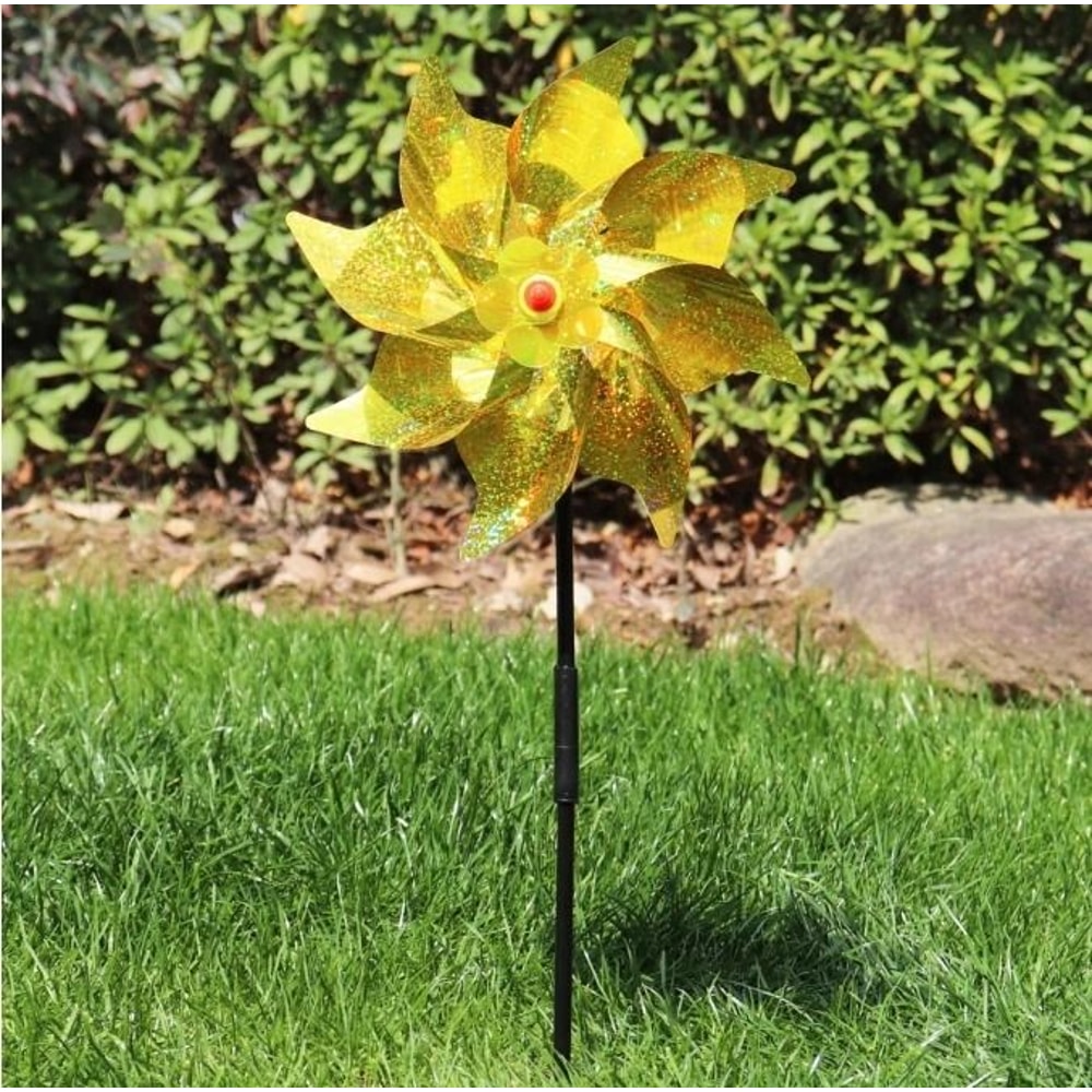 Solar Reflective Laser Windmill Bird Drive Rainbow Gradient Spinner For Gardens Terraces Balconies 6