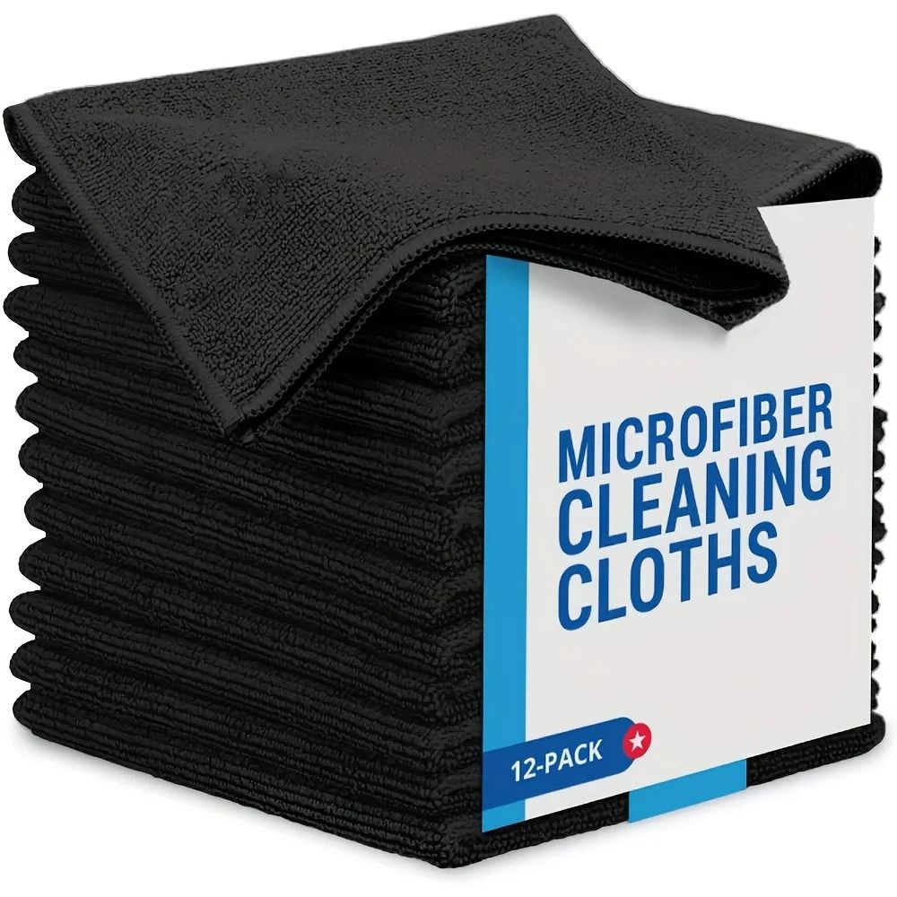 Black Microfiber Kitchen Cleaning Cloths Highly Absorbent Reusable Polyester Dish Towels 0