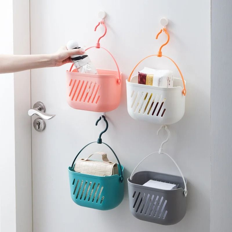 Durable Hanging Storage Basket Shower Organizer With Hooks For Bathroom And Kitchen Cleaning 1
