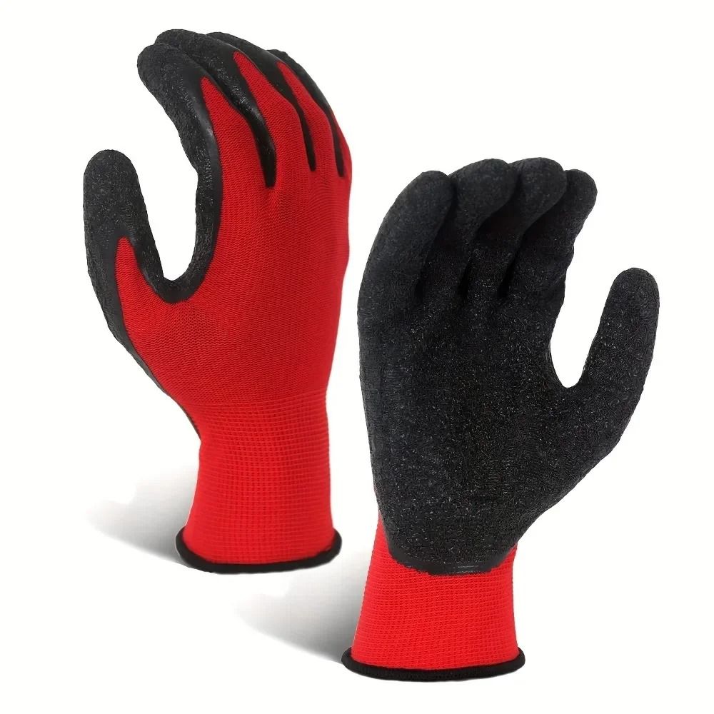 4 Pairs Multifunctional Work Gloves Durable Rubber Coated Safety Grip For Gardening And Mechanical 1