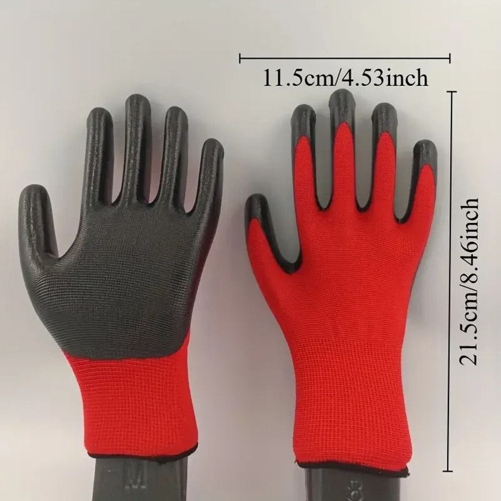 4 Pairs Multifunctional Work Gloves Durable Rubber Coated Safety Grip For Gardening And Mechanical 2