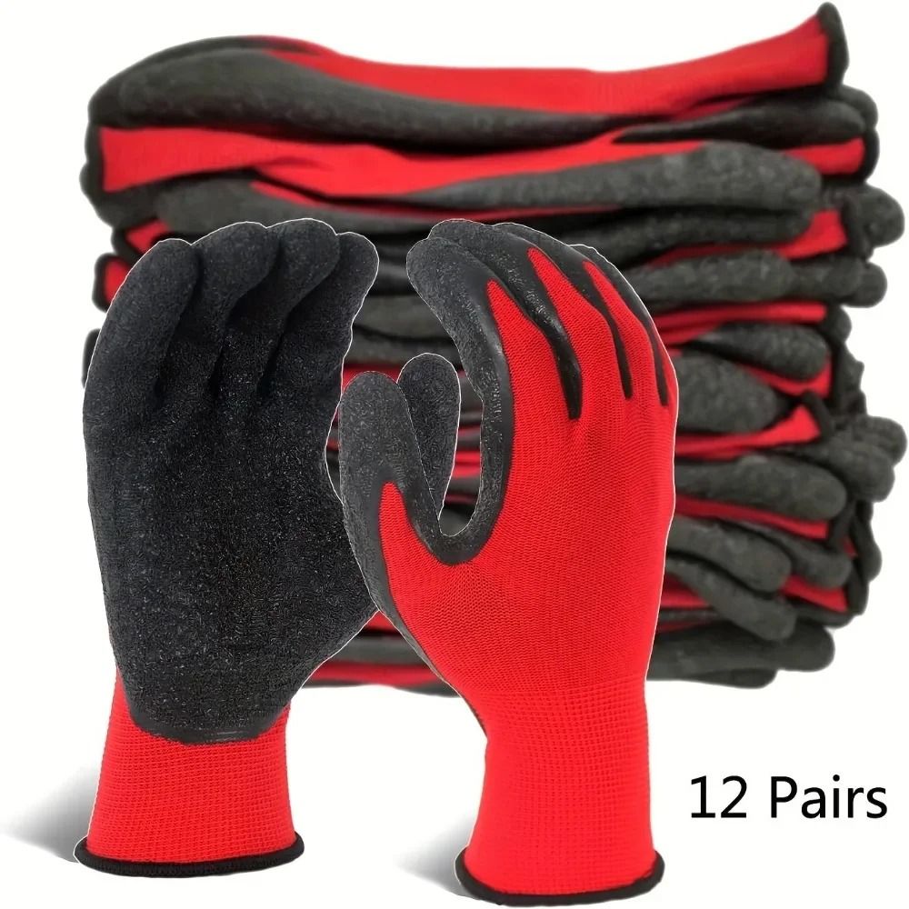 4 Pairs Multifunctional Work Gloves Durable Rubber Coated Safety Grip For Gardening And Mechanical 6