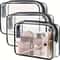 3Piece Transparent Travel Cosmetic Bag Set Zippered Toiletry Organizers MultiFunctional Portable S 0