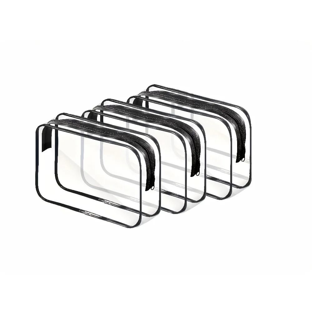 3Piece Transparent Travel Cosmetic Bag Set Zippered Toiletry Organizers MultiFunctional Portable S 4
