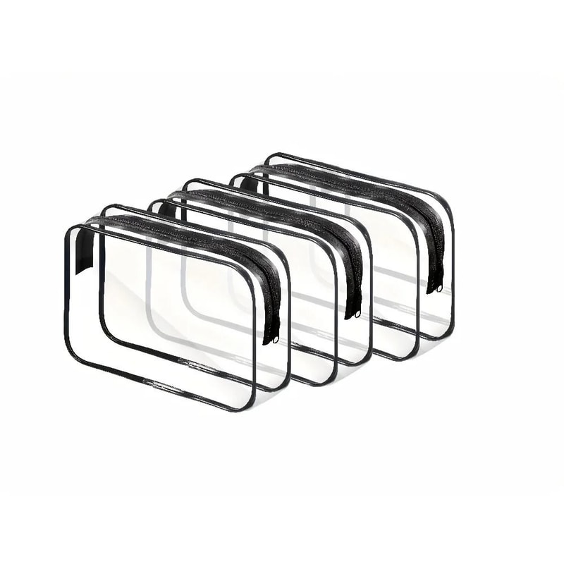 3Piece Transparent Travel Cosmetic Bag Set Zippered Toiletry Organizers MultiFunctional Portable S 4