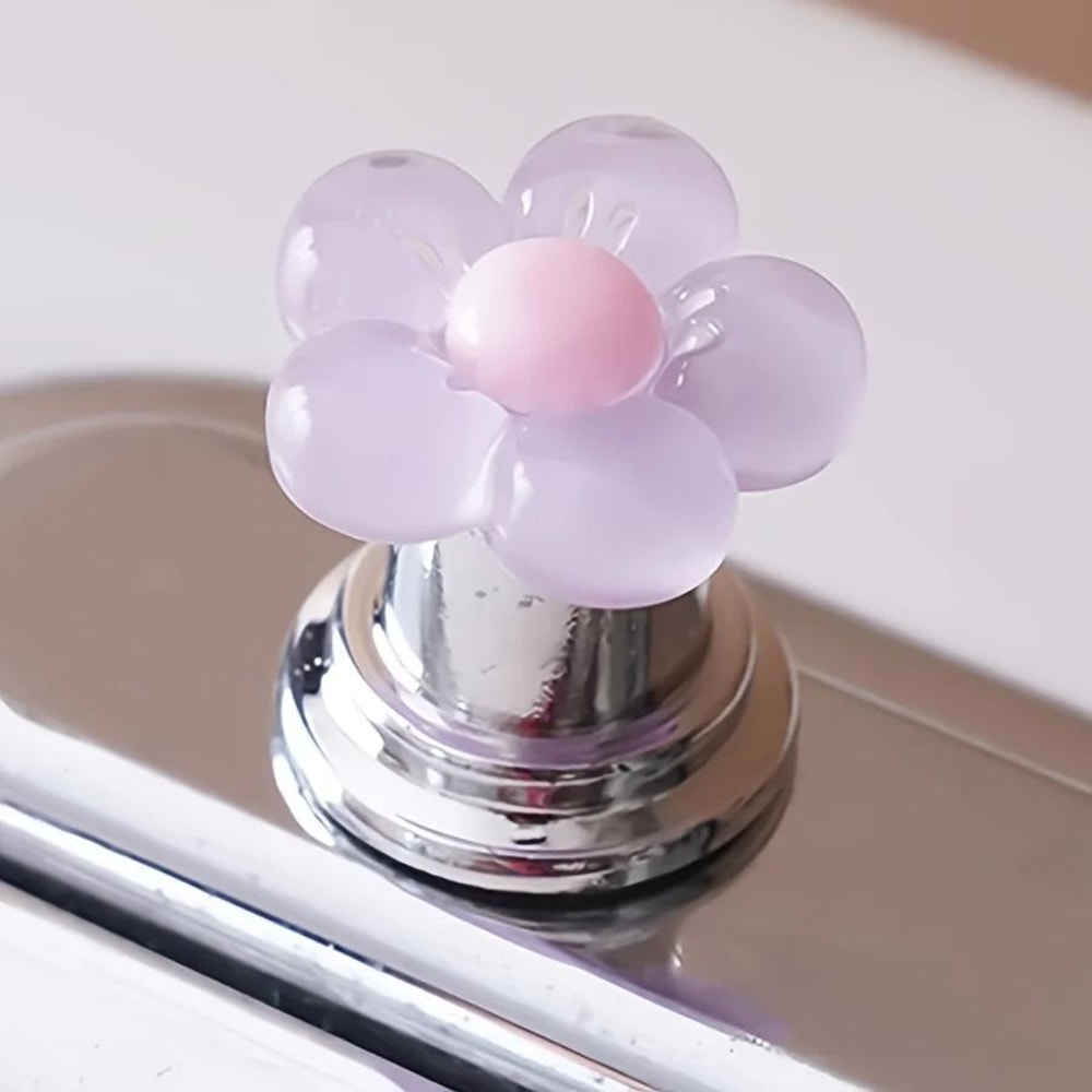 Fashionable Floral Toilet Flush Handle Essential Bathroom Accessory With Long Nail Friendly Design 4