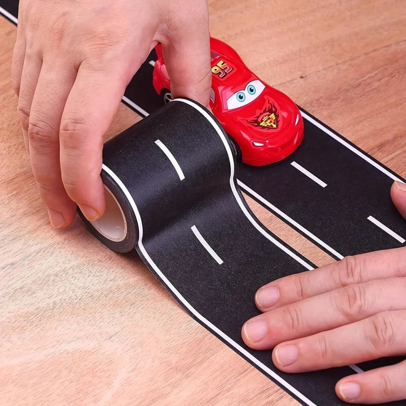 Cartoon Style Reusable Road Stickers Durable Black Polyurethane Road Tape For Party Racing And Pla 0