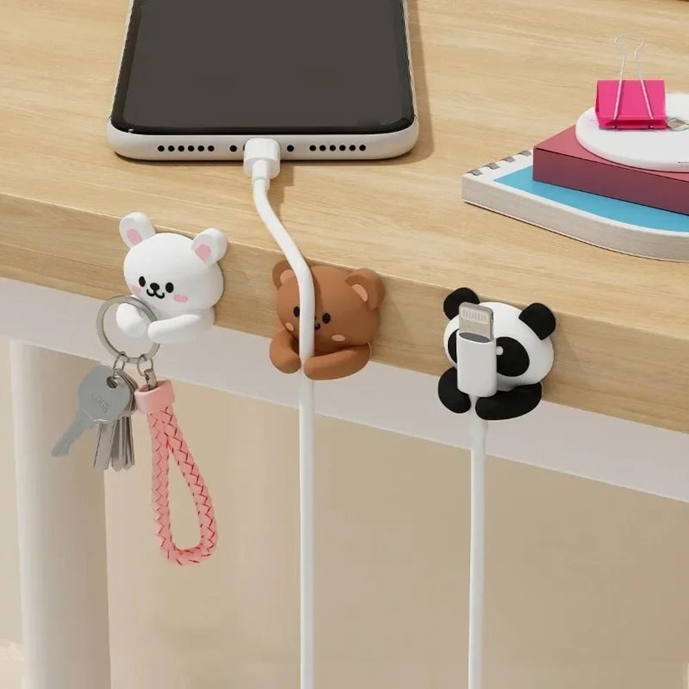 Cute Panda Animal Cable Clip And Charging Cable Holder With Protective Cover For Tables And Bedside 1