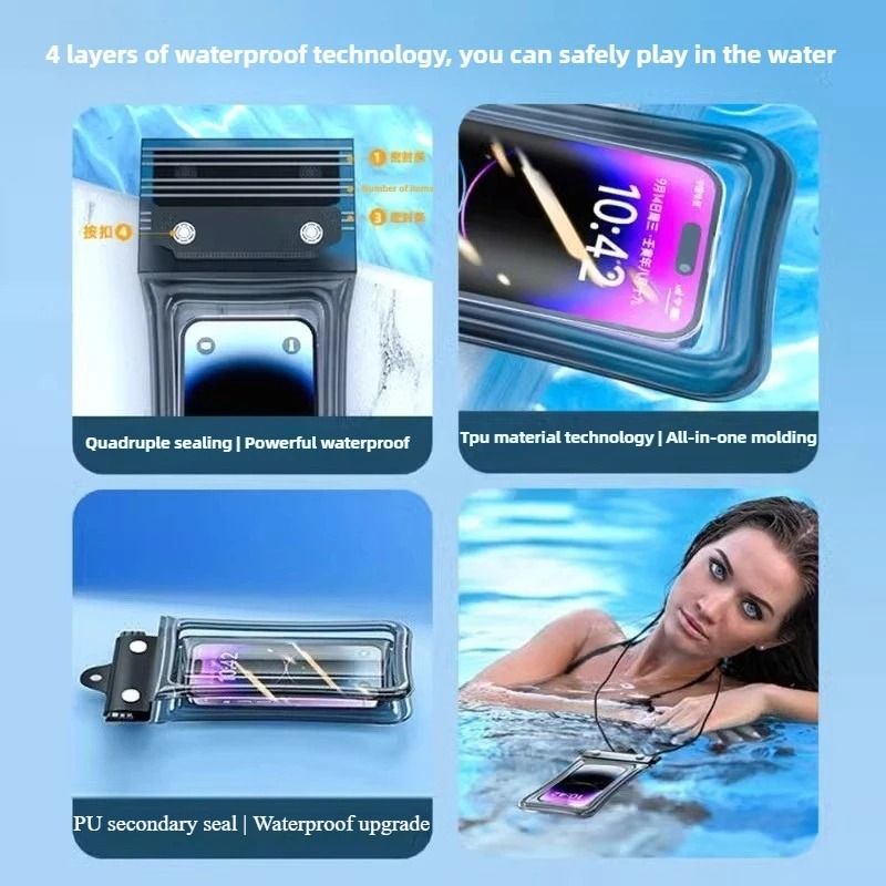 Outdoor Universal Mobile Phone Waterproof Pouch Drift Bag With Lanyard Touchscreen Compatible And 3